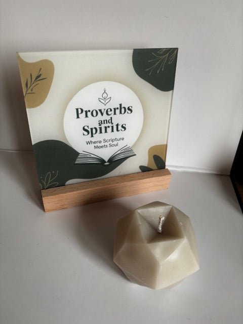 Sacred Stillness - Hexagon Sculpture Prayer Candle - Proverbs & Spirit